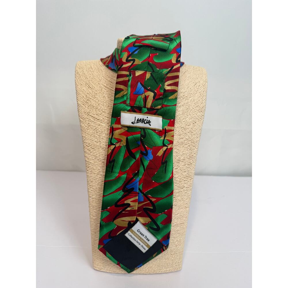 J Garcia Green Tree Limited Edition Silk Tie Collection 43 Red Green Gold Art - Picture 2 of 10